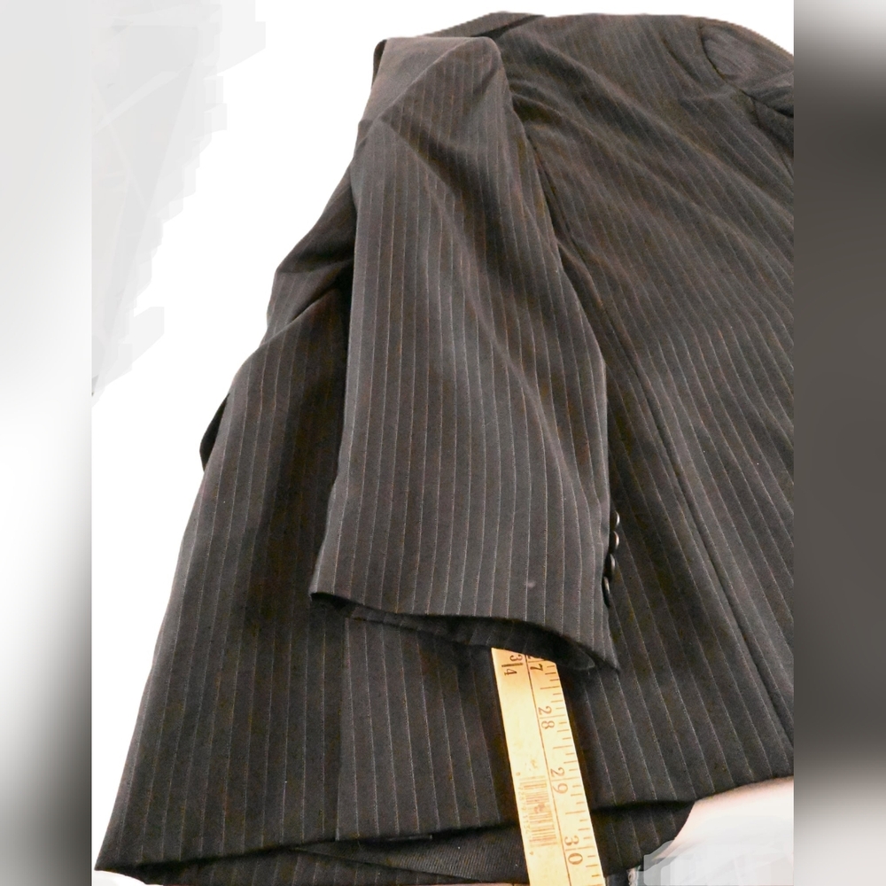 BURBERRY LONDON Black Pen Stripped 2Pc Suit Jacket 40 R Pants 31W Union Made USA - Picture 15 of 16